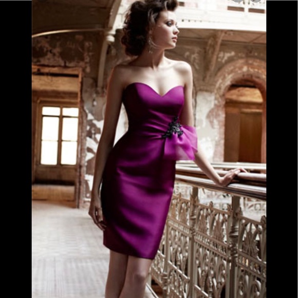 NOIR by Lazaro Strapless Cocktail Waist Bow Dress - Picture 4 of 7